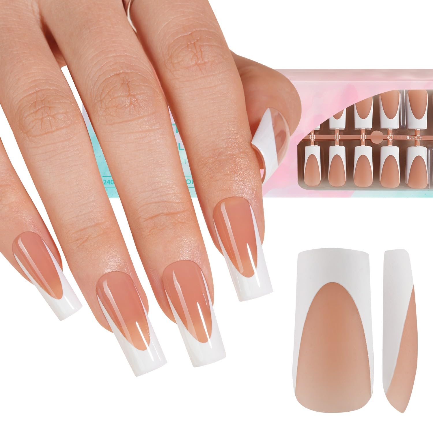 Misssix deep French gel nail tips, 150-piece set for quick press-on extensions