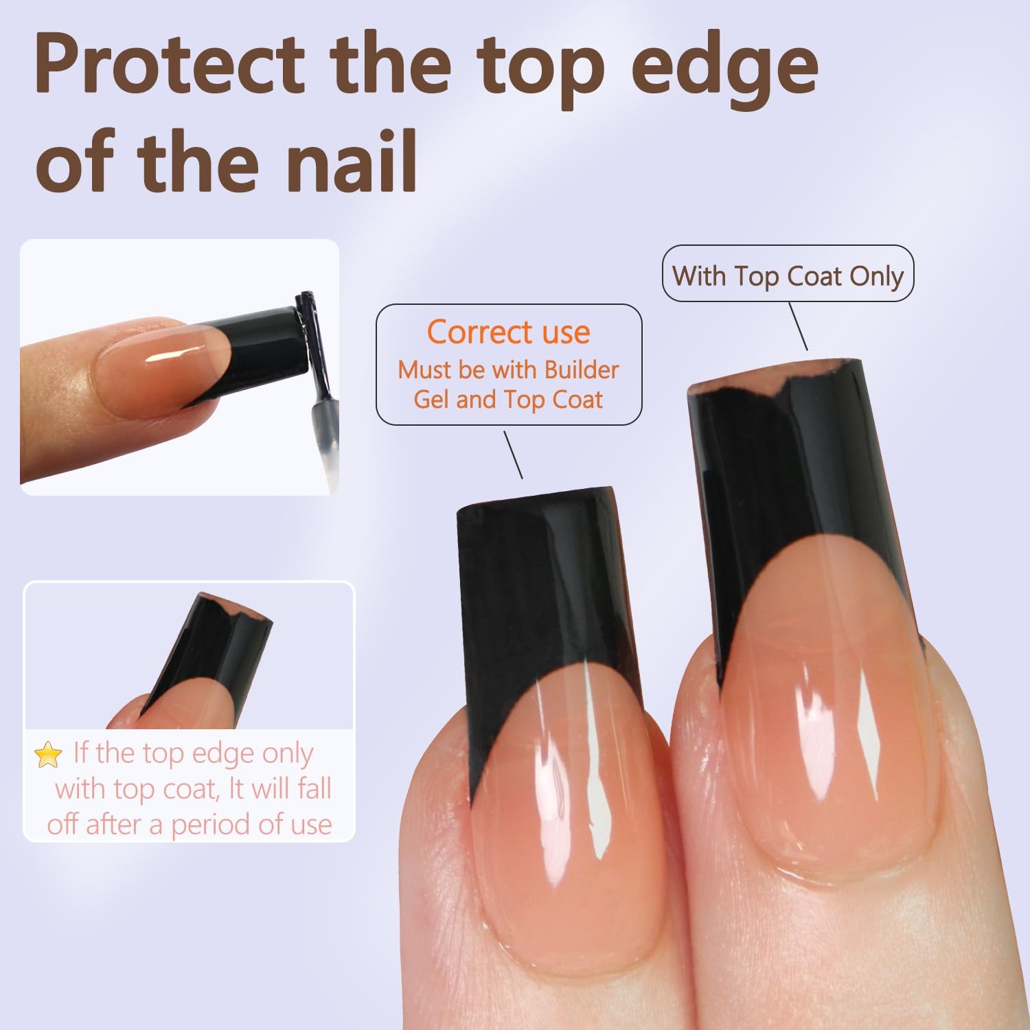 Misssix long square tips for extended, sculpted nails.