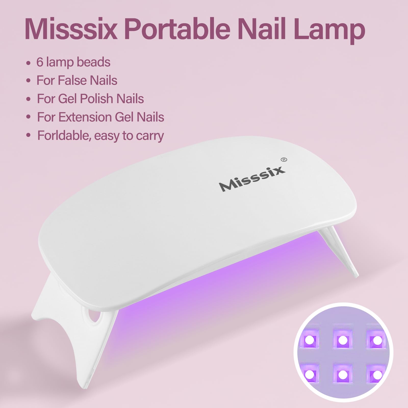 Misssix portable UV/LED nail lamp for fast, convenient cure anywhere.