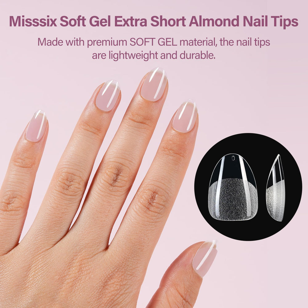 Misssix pre-etched clear nails provide a natural, traceless look for extensions.