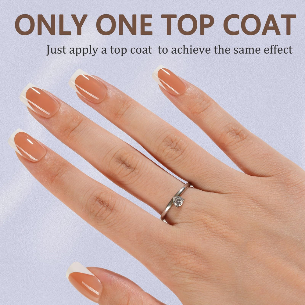 Misssix short square brown nail tips for quick, flawless French manicure at home.