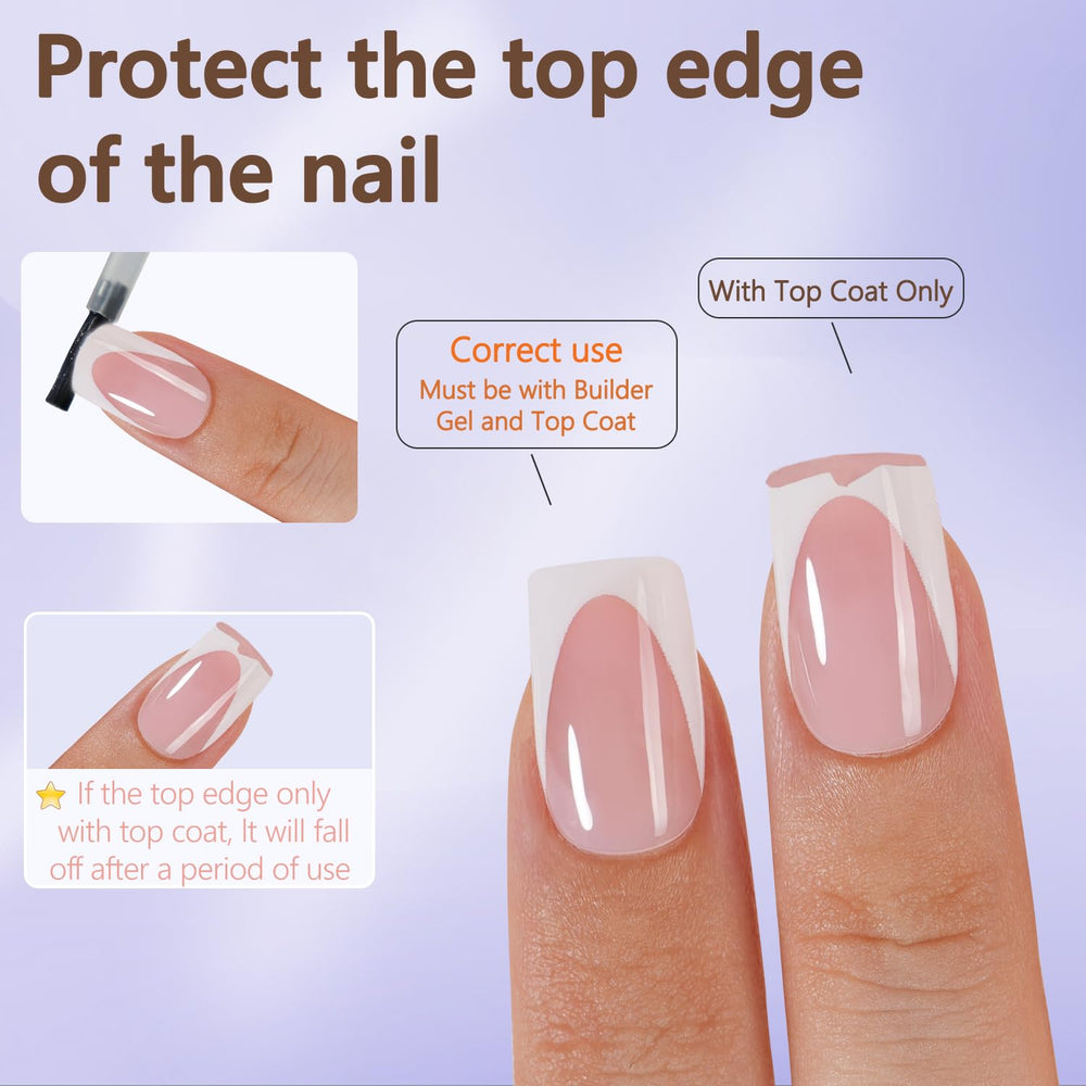 Misssix short square nails with inner frosted texture for strong adhesion.