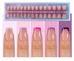 Misssix XBASICTIPS purple French tip press-on nails pack front for quick at-home manicure.