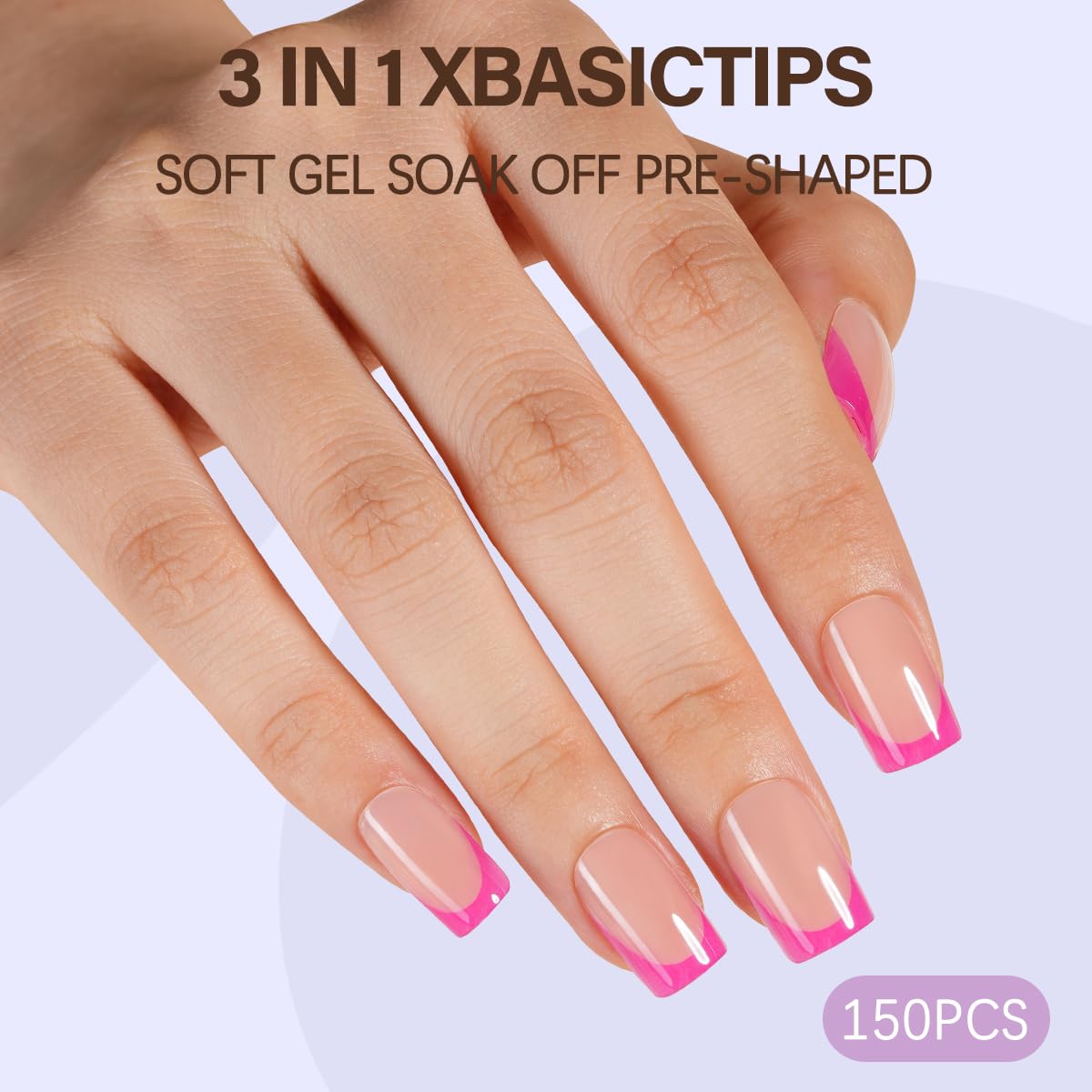 Misssix XBASICTIPS short square nails fit test highlighting natural look and fit.