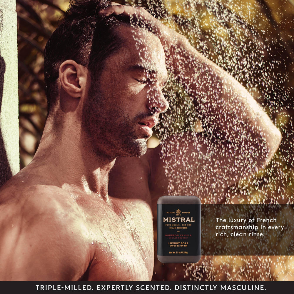 French-made Mistral bar soap design emphasizing quality craftsmanship
