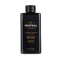 Mistral Golden Tobacco bottle highlight for head-to-toe cleansing