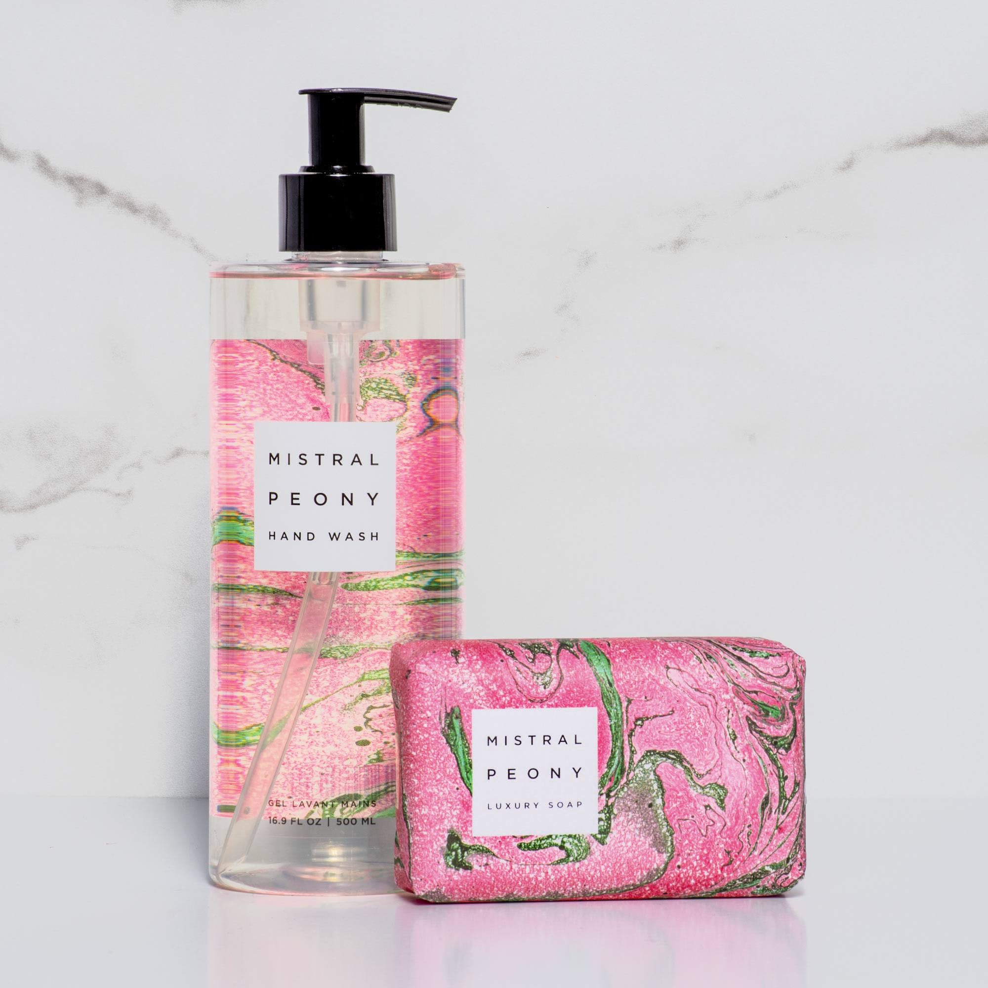 Mistral Marbles Hand Wash peony bloom close-up conveys elegant fragrance.