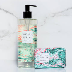 Mistral Marbles Hand Wash seaside scene evokes beach freshness for daily routines.
