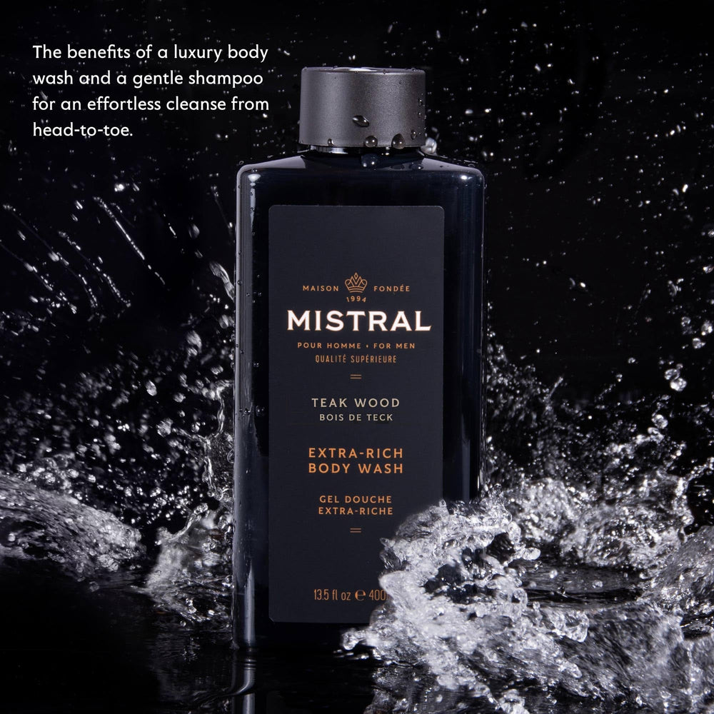 Mistral Teakwood gel applied to hair for conditioning.