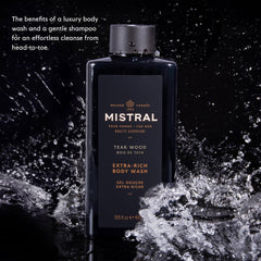 Mistral Teakwood gel applied to hair for conditioning.