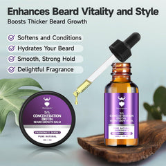 MistySprite beard balm being applied to tame unruly whiskers.