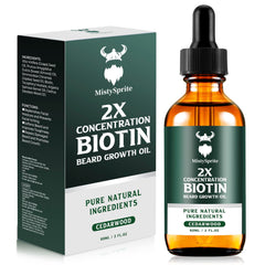 Mistysprite Beard Growth Oil cedarwood bottle for natural conditioning and hydration
