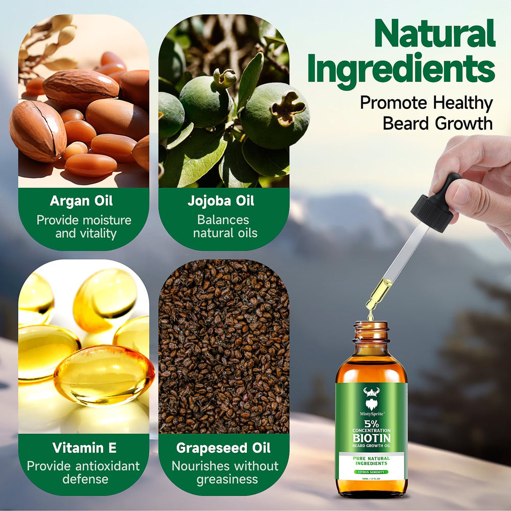 Bearded man applying MistySprite oil for a softer beard