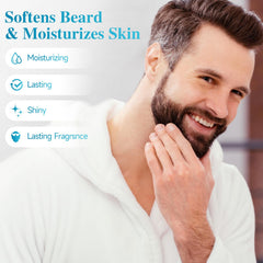 MistySprite beard balm being applied for smoother styling and control.