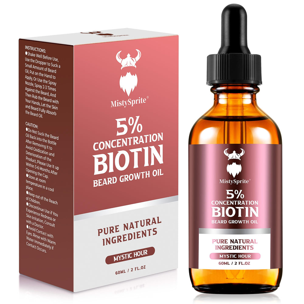 MistySprite biotin beard oil mystic hour bottle boosts shine and soft beard conditioning