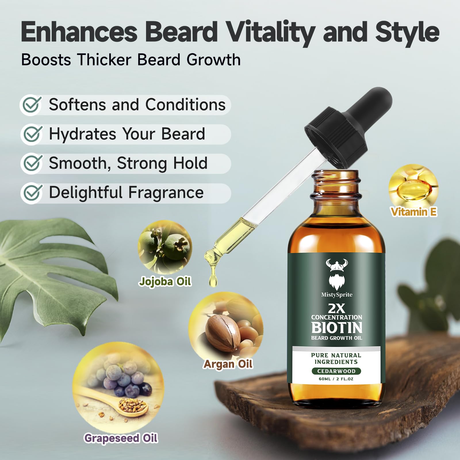 Mistysprite vitamin E enriched beard oil for softer, itch-free care