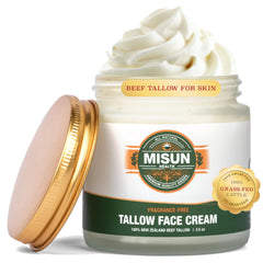 Misun Health grass-fed beef tallow moisturizer jar for daily hydration.