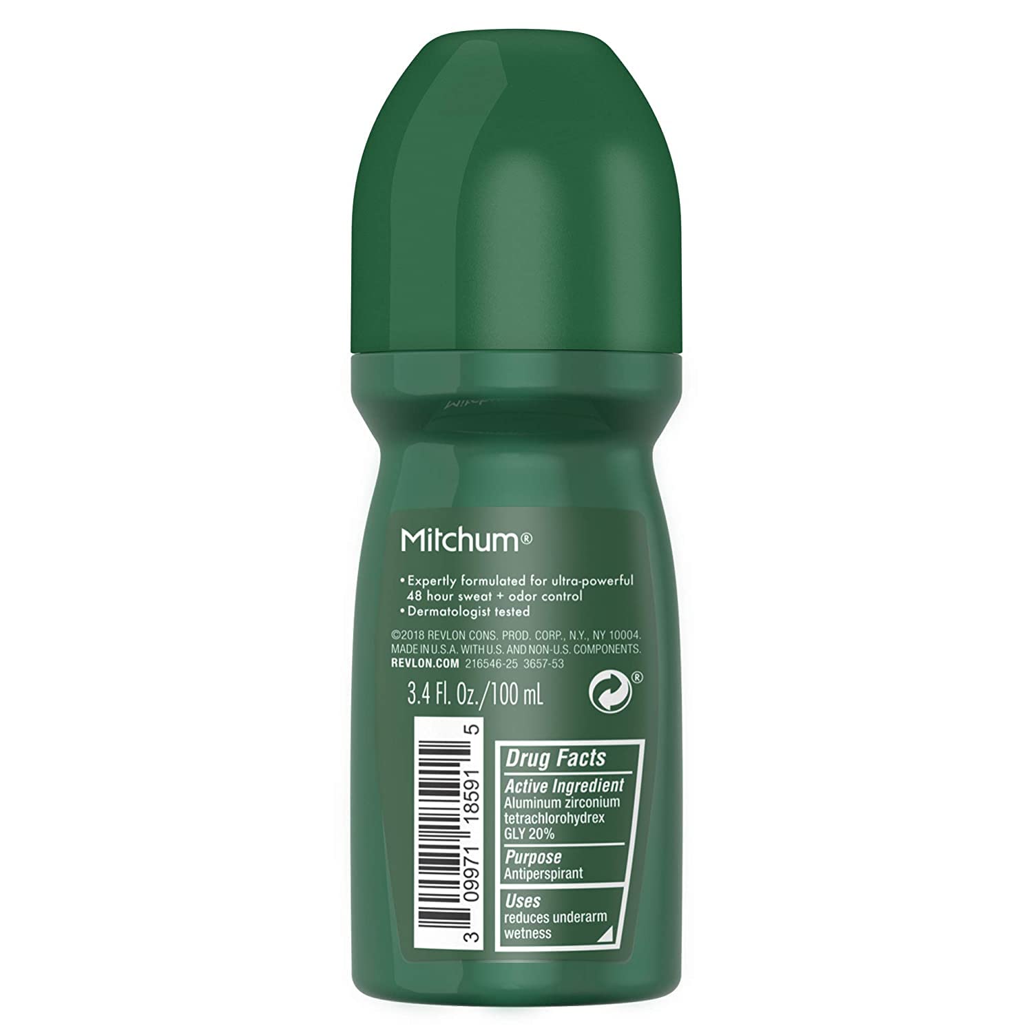 Mitchum 48-hour protection bottle showing long-lasting freshness.