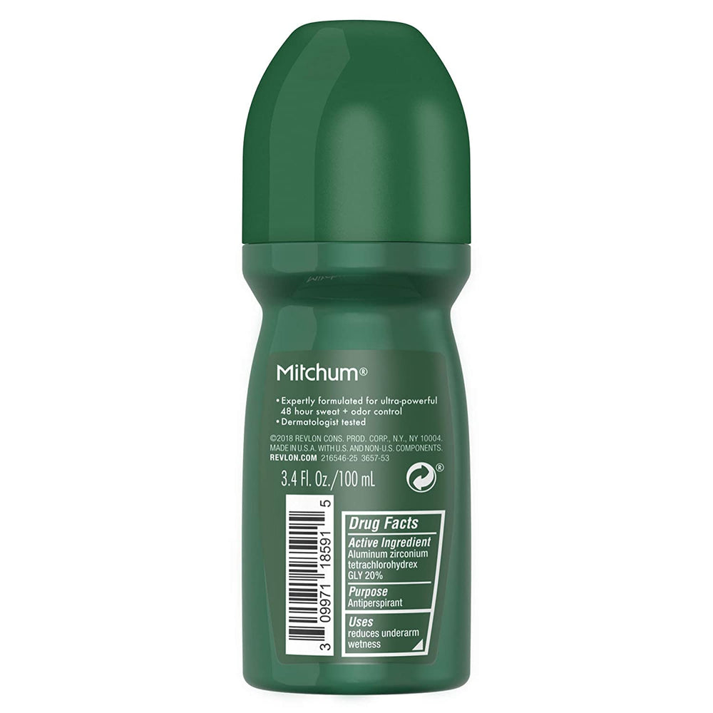 Mitchum 48-hour protection bottle showing long-lasting freshness.
