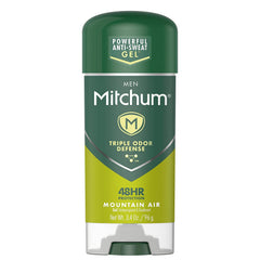 Mitchum Advanced Gel Mountain Air three-pack with 3.4 oz sticks for long-lasting freshness