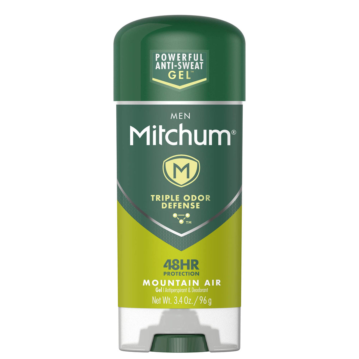 Mitchum clear gel with Mountain Air keeps you dry and confident all day.