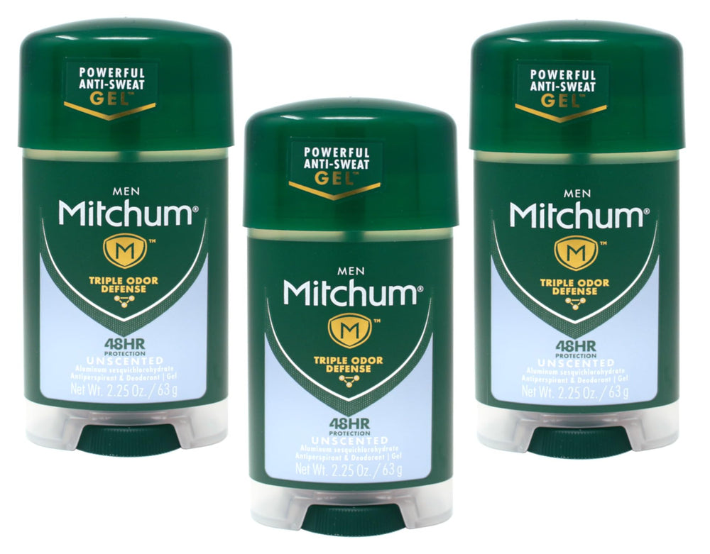 Mitchum Clear Gel Unscented bottle provides long-lasting daily protection.