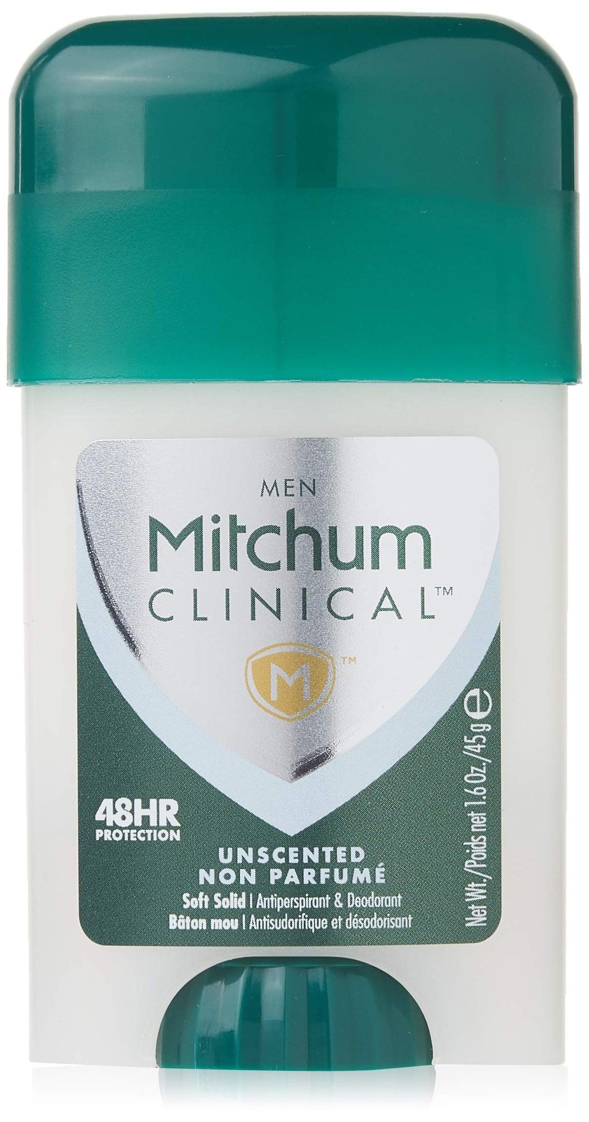 Mitchum Clinical Oxygen unscented stick 45g for all-day odor and sweat control.