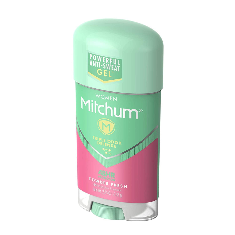 Mitchum Gel application close-up shows smooth, clear gel on skin.
