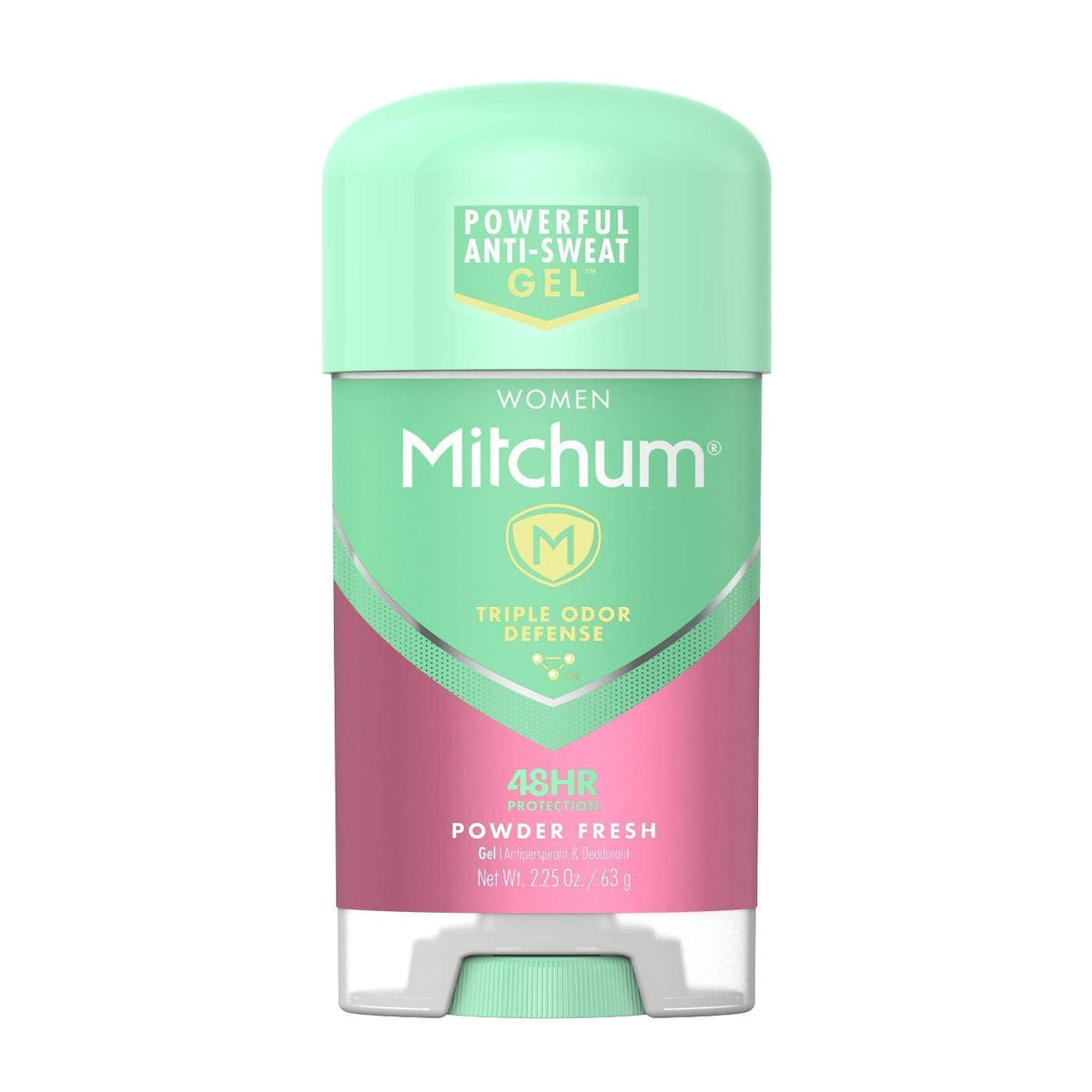 Mitchum Gel Powder Fresh Pack front shows compact four-pack for on-the-go freshness.
