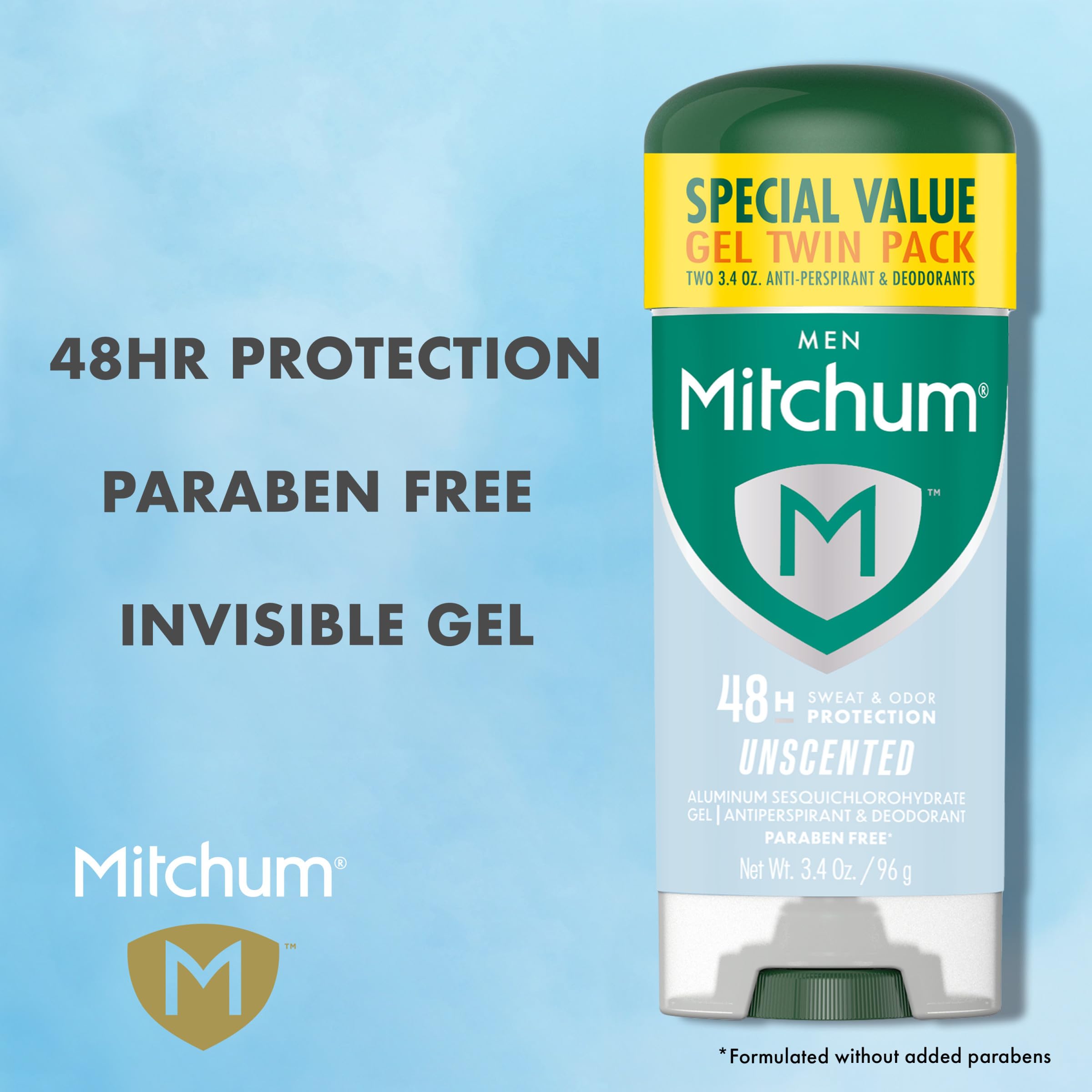 Skin showing invisible finish with no white residue after applying Mitchum gel.