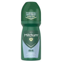Mitchum invisible roll-on unscented 3.4 oz bottle for fragrance-free protection.