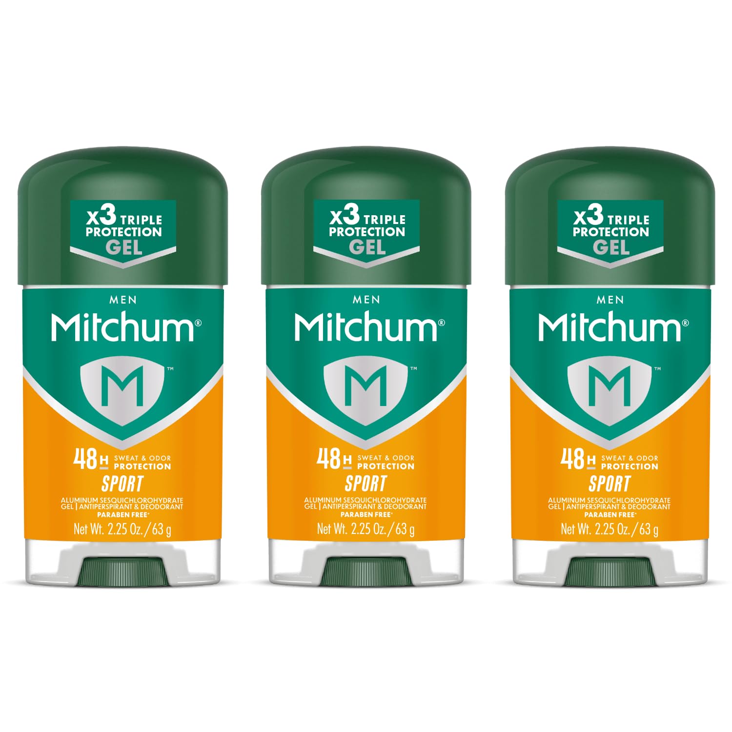 Mitchum Men Power Gel Sport bottle, quick-dry formula for all-day freshness.