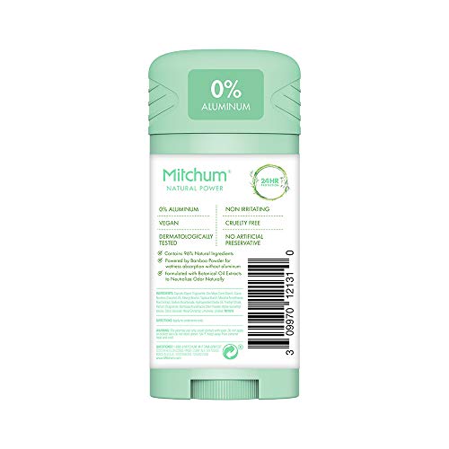 Mitchum Natural Power Deodorant packaging, eucalyptus, vegan and cruelty-free option for everyday use.