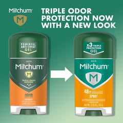 Paraben-free, dermatologist-tested Mitchum gel in a six-pack for skin-friendly wear.