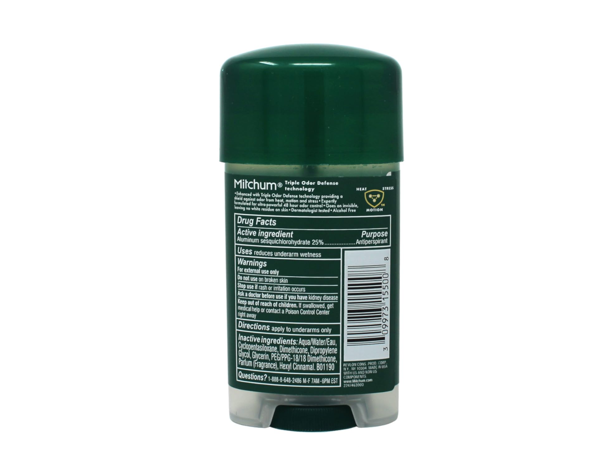 Mitchum Power Gel Unscented 3-pack packaging indicating value for households.
