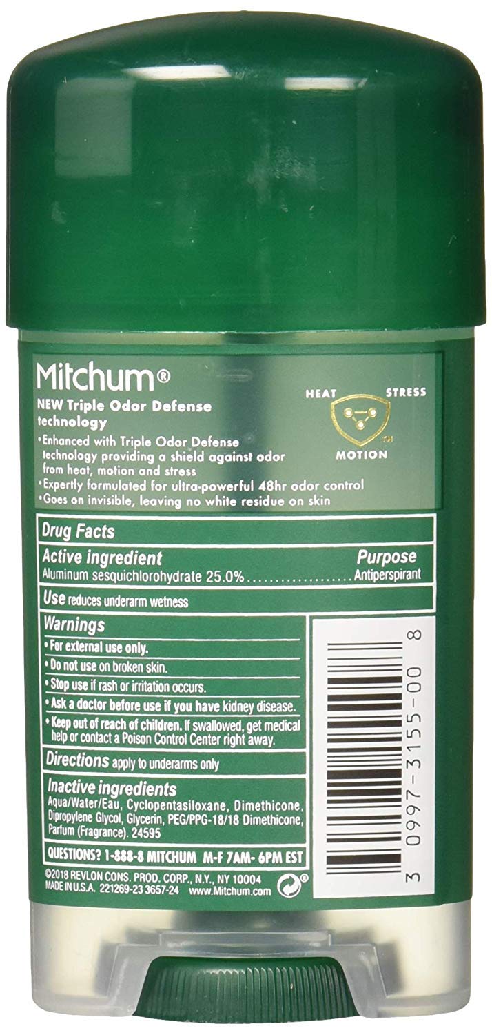 No white residue detail of Mitchum Power Gel Unscented for a clean look.
