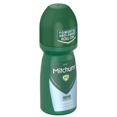 Mitchum roll-on applicator close-up for smooth, even coverage.