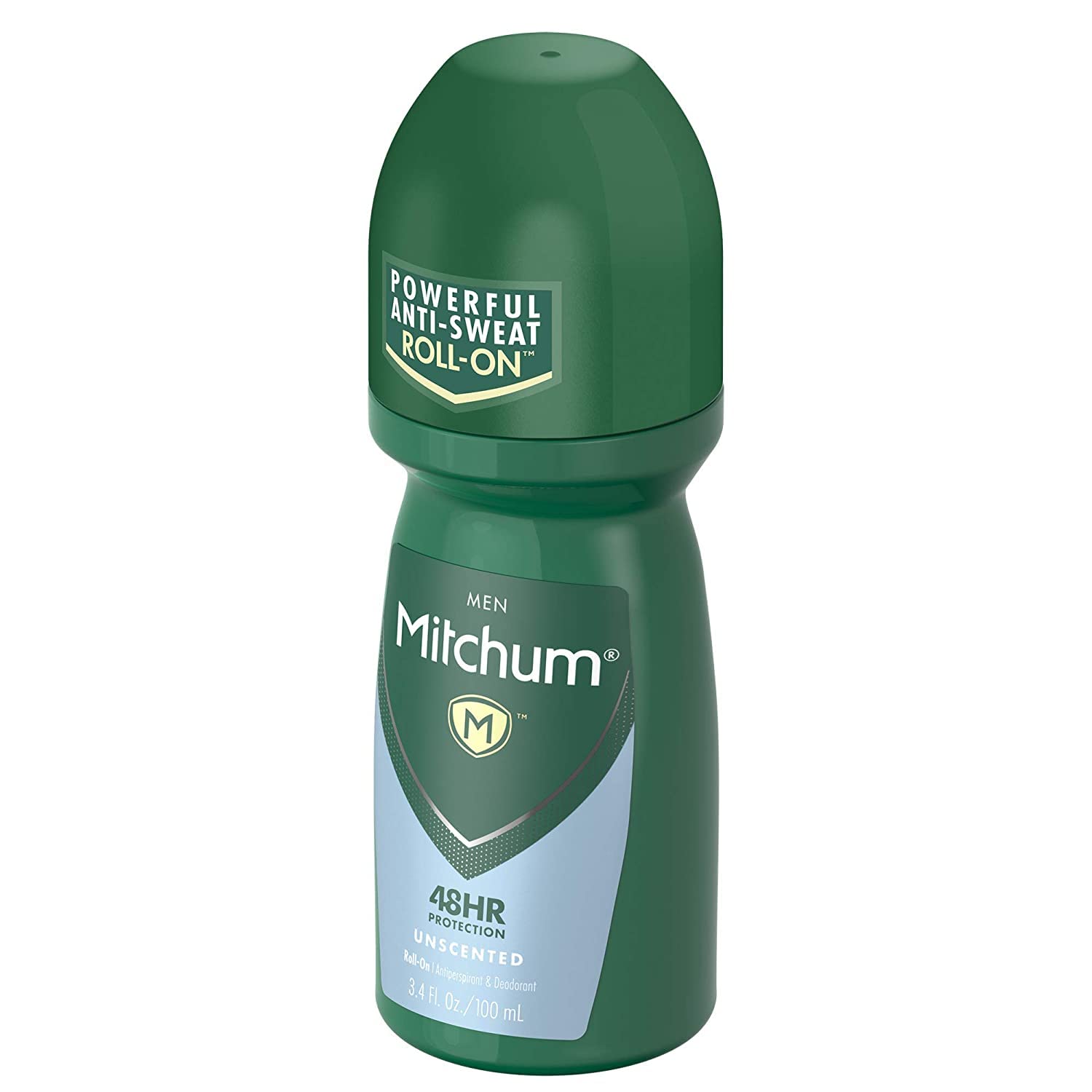 Mitchum unscented formula label close-up highlighting fragrance-free formula.