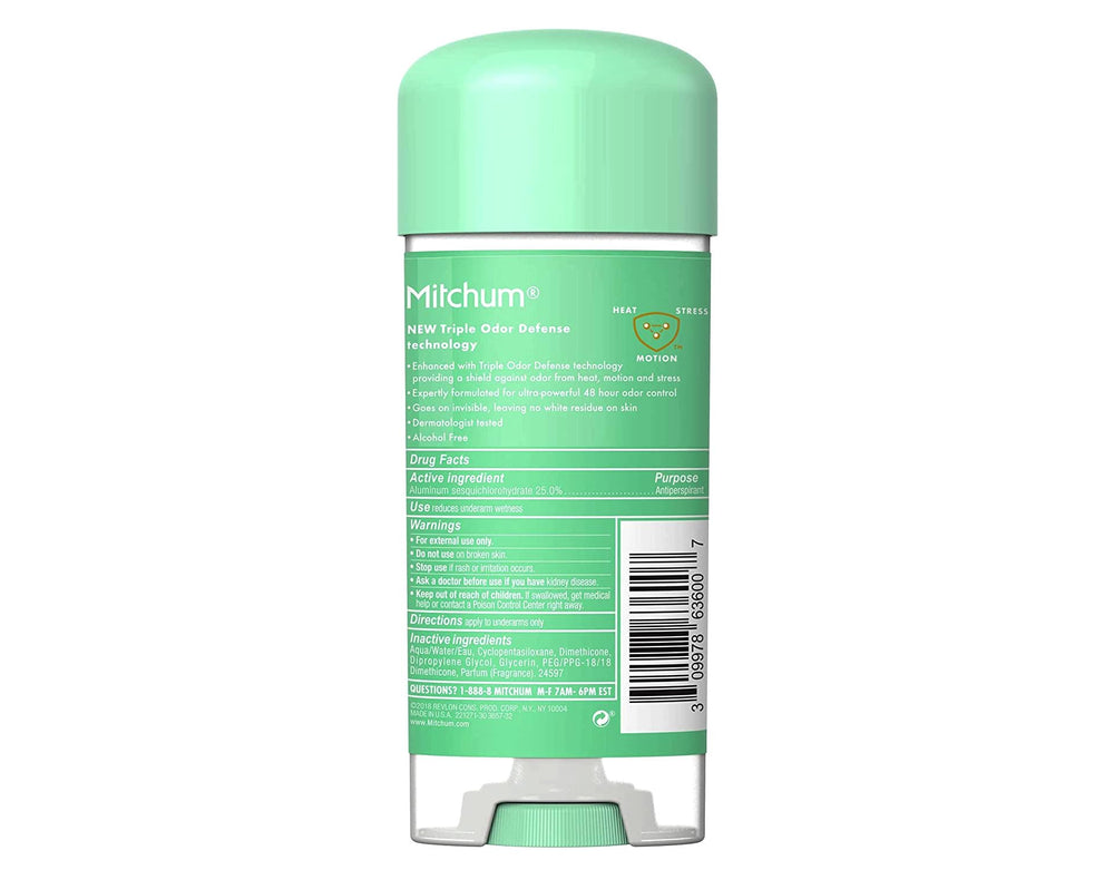 Mitchum Women 3.4 oz packaging highlights compact, travel-friendly size.