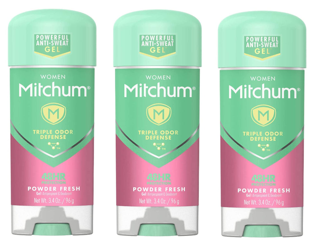 Mitchum Women clear gel bottle con powder fresh scent para uso diario