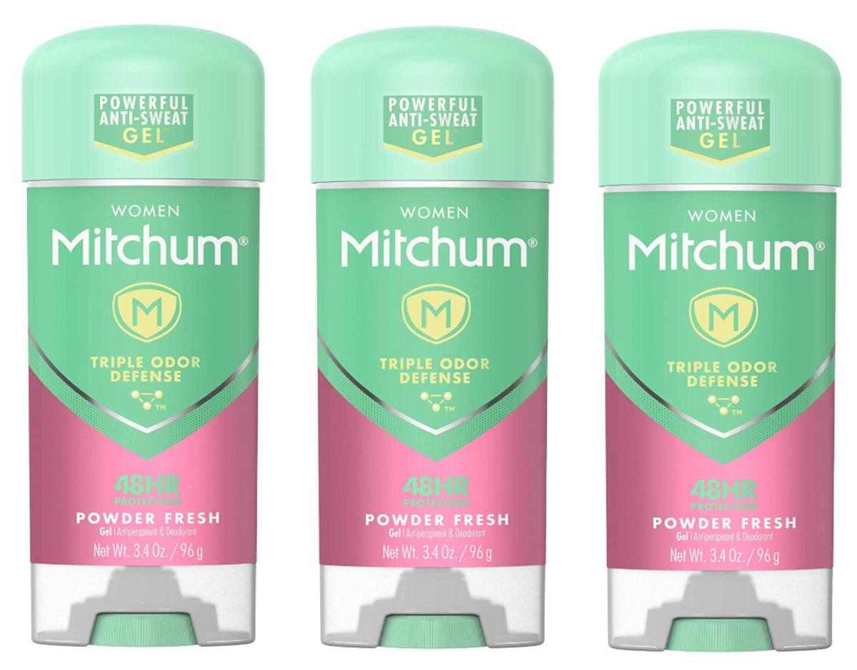 Mitchum Women clear gel bottle con powder fresh scent para uso diario