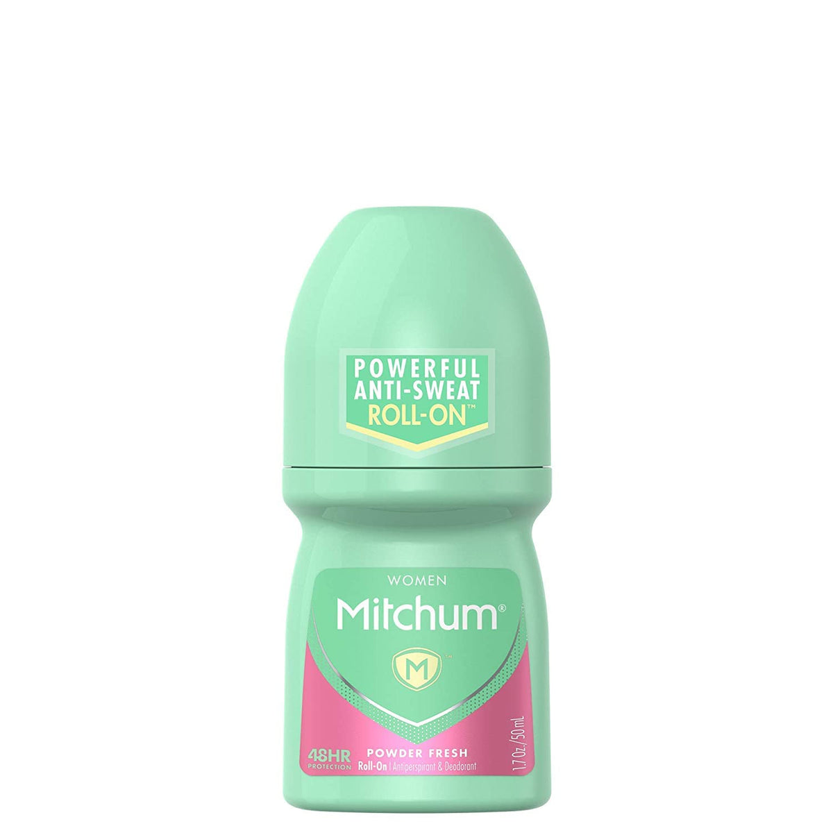 Mitchum Women Invisible Roll-On Powder Fresh bottle front showing discreet deodorant protection