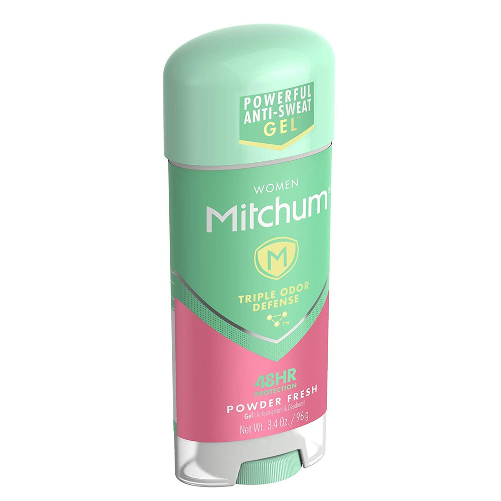 Mitchum Women Powder Fresh label highlights alcohol-free, skin-friendly formula.