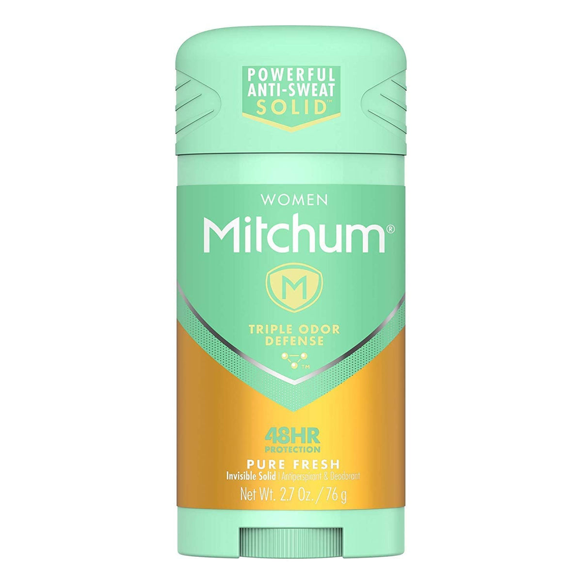 Mitchum Women Triple Odor Defense invisible solid with Pure Fresh fragrance provides all-day odor protection.