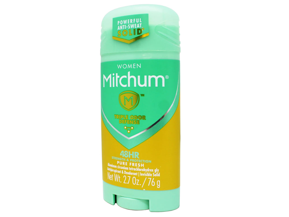 Mitchum Women Triple Odor Defense Pure Fresh cap closeup highlights smooth application.