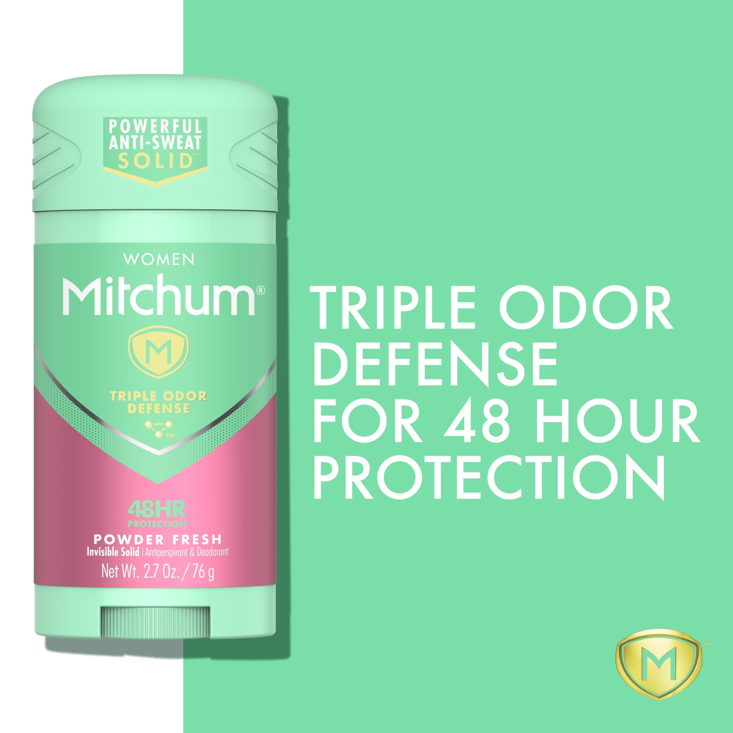 Mitchum Women's Deodorant Stick close-up applying a smooth, clear protection