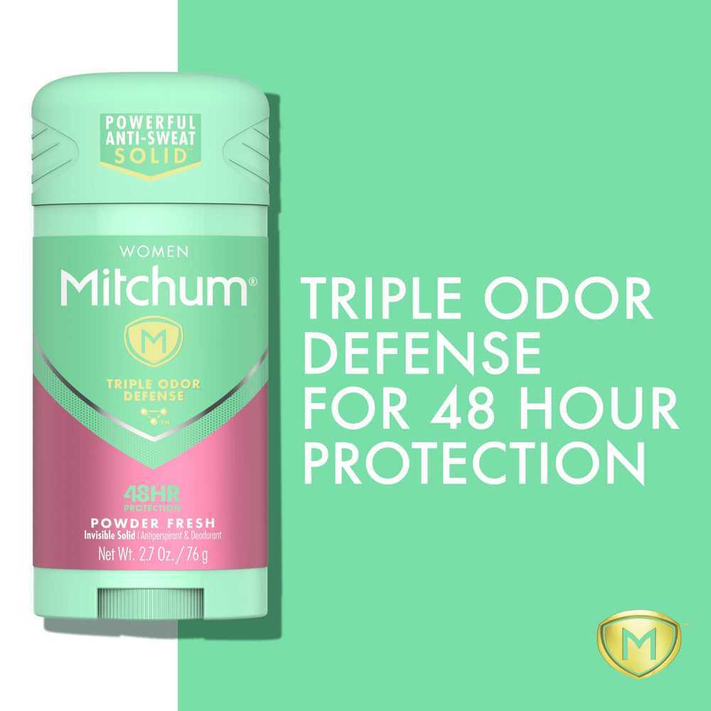 Mitchum Women's Deodorant Stick close-up applying a smooth, clear protection