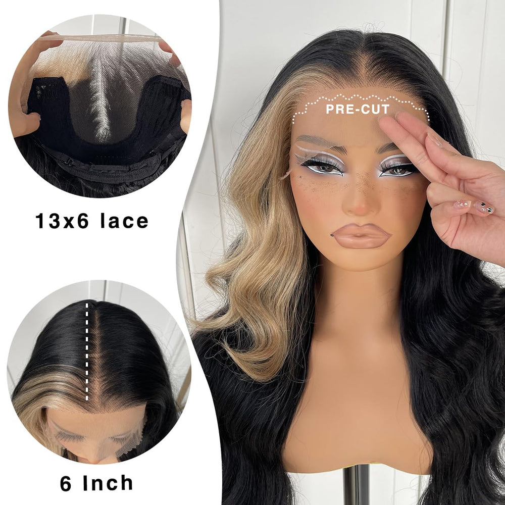 MITIMES wear-and-go wig with vivid skunk stripe design.