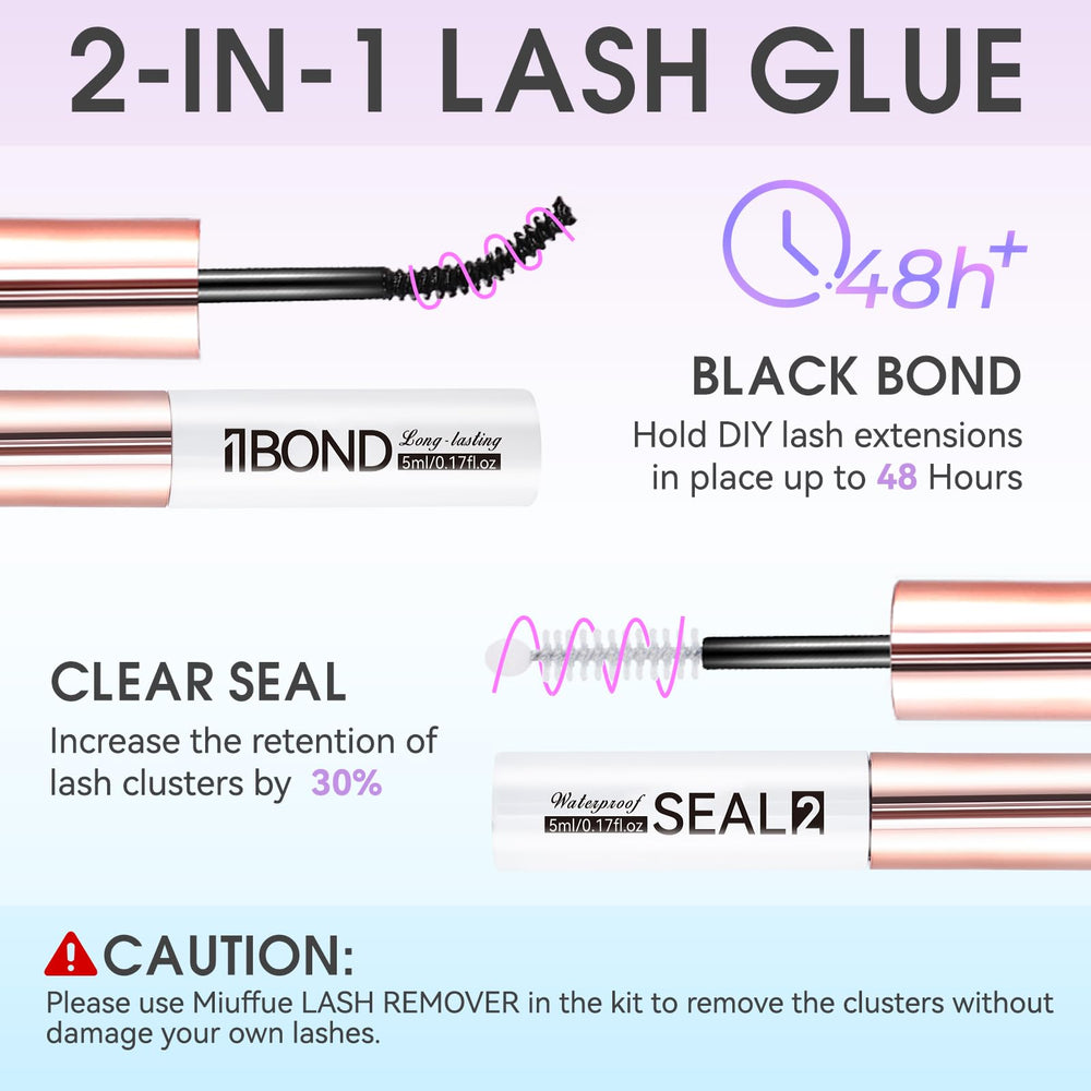 Miuffue deep cleansing lash remover with spiral brush cleans adhesive.