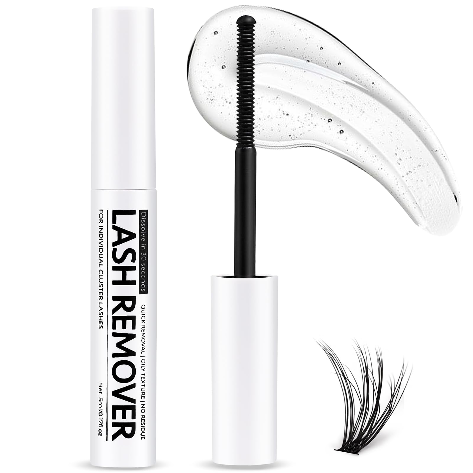 Miuffue eyelash glue remover bottle pour gently dissolves cluster glue for quick removal.